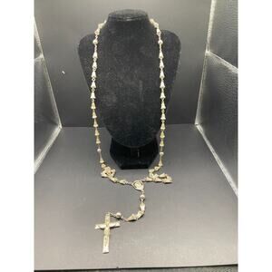 VTG Creed Sterling Silver 925 Catholic Rosary Crucifix Pendant Necklace